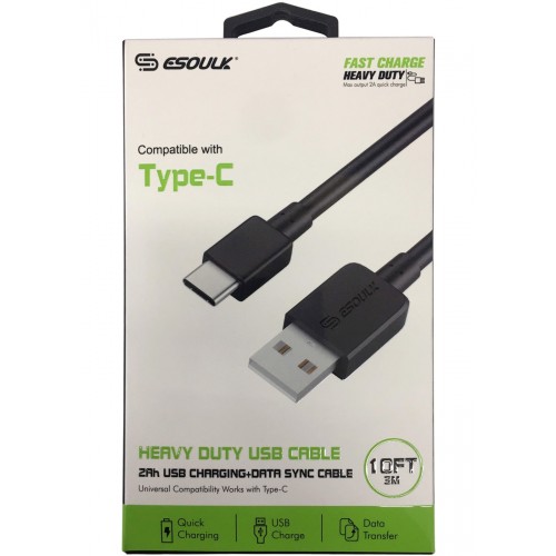 C Type USB Data Cable 10 FT (Heavy Duty)_Black